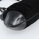 Salvatore Ferragamo Gancini Hand Bag Suede Black Silver Auth BA13719A-15