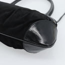 Salvatore Ferragamo Gancini Hand Bag Suede Black Silver Auth BA13719A-16