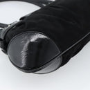Salvatore Ferragamo Gancini Hand Bag Suede Black Silver Auth BA13719A-17