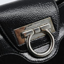 Salvatore Ferragamo Gancini Hand Bag Suede Black Silver Auth BA13719A-18