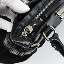 Salvatore Ferragamo Gancini Hand Bag Suede Black Silver Auth BA13719A-19