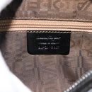 Salvatore Ferragamo Gancini Hand Bag Suede Black Silver Auth BA13719A-12