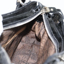 Salvatore Ferragamo Gancini Hand Bag Suede Black Silver Auth BA13719A-20