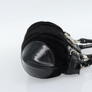Salvatore Ferragamo Gancini Hand Bag Suede Black Silver Auth BA13719A-4