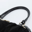 Salvatore Ferragamo Gancini Hand Bag Suede Black Silver Auth BA13719A-14