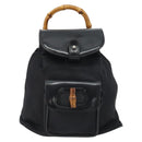 GUCCI Bamboo Hand Bag Nylon Black Silver 003 2852 0030 5 Auth BA13720-13
