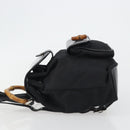 GUCCI Bamboo Hand Bag Nylon Black Silver 003 2852 0030 5 Auth BA13720-4