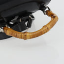 GUCCI Bamboo Hand Bag Nylon Black Silver 003 2852 0030 5 Auth BA13720-7