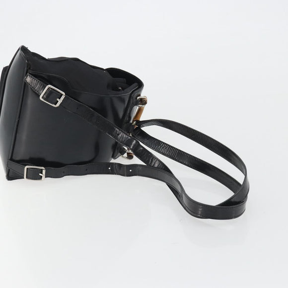 GUCCI Bamboo Hand Bag Nylon Black Silver 003 2852 0030 5 Auth BA13720