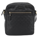 GUCCI GG Canvas Guccissima Shoulder Bag Leather Black Gold 201448 Auth BA13721A-2