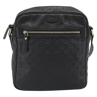 GUCCI GG Canvas Guccissima Shoulder Bag Leather Black Gold 201448 Auth BA13721A - 0