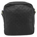 GUCCI GG Canvas Guccissima Shoulder Bag Leather Black Gold 201448 Auth BA13721A-3