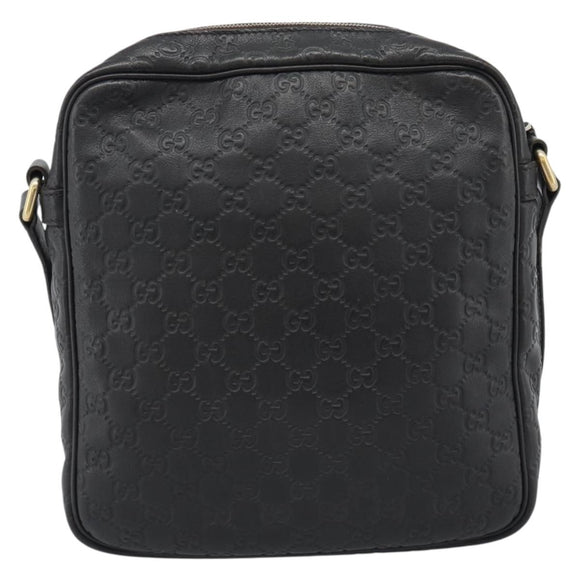 GUCCI GG Canvas Guccissima Shoulder Bag Leather Black Gold 201448 Auth BA13721A