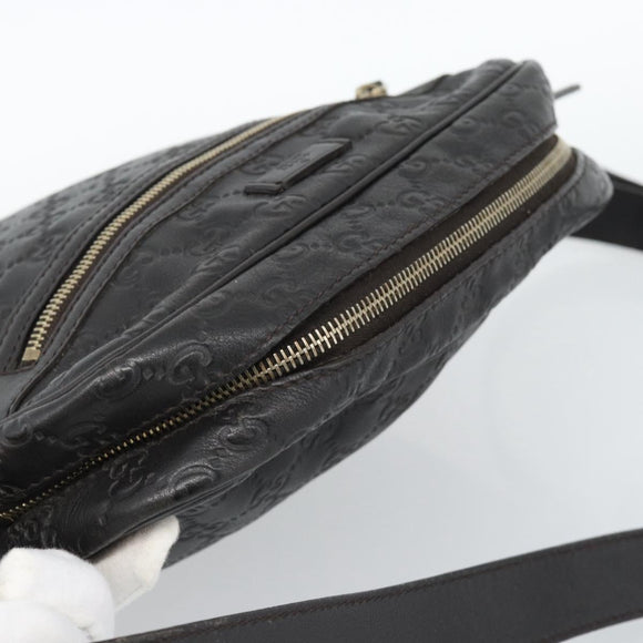 GUCCI GG Canvas Guccissima Shoulder Bag Leather Black Gold 201448 Auth BA13721A