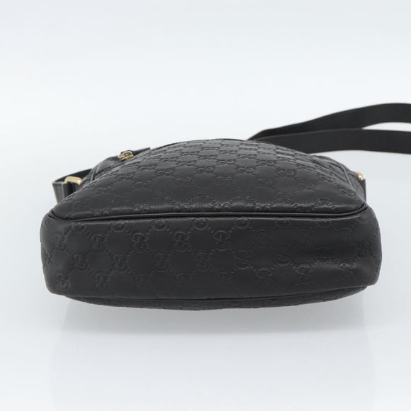 GUCCI GG Canvas Guccissima Shoulder Bag Leather Black Gold 201448 Auth BA13721A