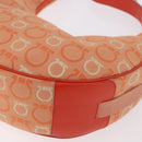Salvatore Ferragamo Gancini Shoulder Bag Canvas Orange Gold Auth BA13723V-17