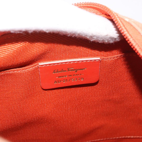 Salvatore Ferragamo Gancini Shoulder Bag Canvas Orange Gold Auth BA13723V
