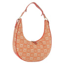 Salvatore Ferragamo Gancini Shoulder Bag Canvas Orange Gold Auth BA13723V-1
