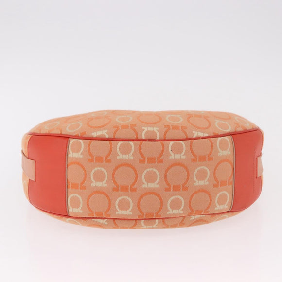 Salvatore Ferragamo Gancini Shoulder Bag Canvas Orange Gold Auth BA13723V