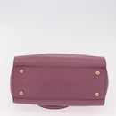 Salvatore Ferragamo Gancini Hand Bag Leather 2way Purple Gold Auth BA13724A-11