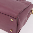 Salvatore Ferragamo Gancini Hand Bag Leather 2way Purple Gold Auth BA13724A-15