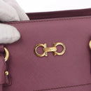Salvatore Ferragamo Gancini Hand Bag Leather 2way Purple Gold Auth BA13724A-17