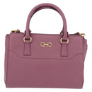 Salvatore Ferragamo Gancini Hand Bag Leather 2way Purple Gold Auth BA13724A-2