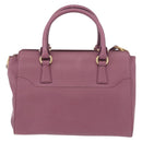 Salvatore Ferragamo Gancini Hand Bag Leather 2way Purple Gold Auth BA13724A-3