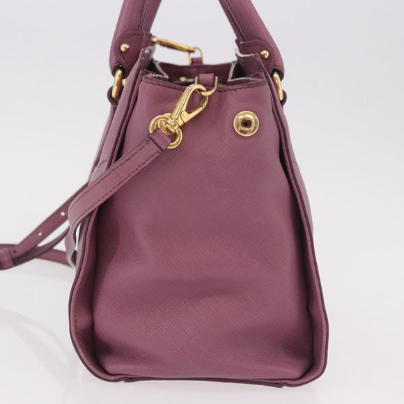 Salvatore Ferragamo Gancini Hand Bag Leather 2way Purple Gold Auth BA13724A