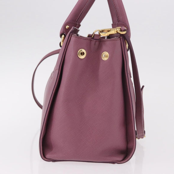 Salvatore Ferragamo Gancini Hand Bag Leather 2way Purple Gold Auth BA13724A