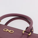 Salvatore Ferragamo Gancini Hand Bag Leather 2way Purple Gold Auth BA13724A-8