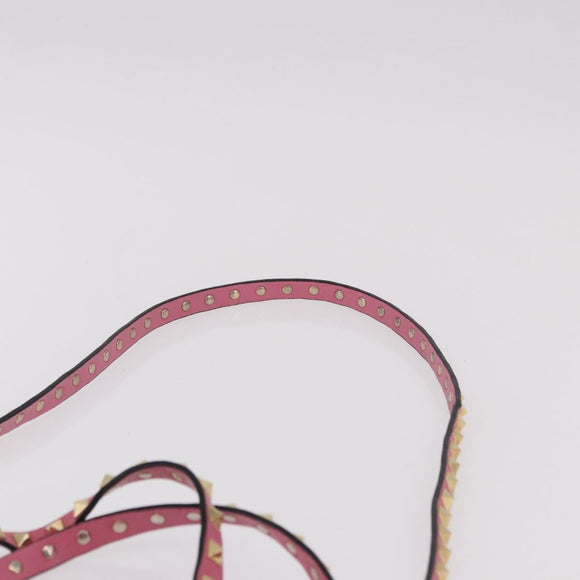 VALENTINO Studs Tote Bag Leather 2way Pink Gold Auth BA13725A