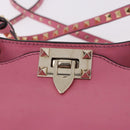 VALENTINO Studs Tote Bag Leather 2way Pink Gold Auth BA13725A-19
