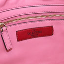 VALENTINO Studs Tote Bag Leather 2way Pink Gold Auth BA13725A-20