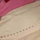 VALENTINO Studs Tote Bag Leather 2way Pink Gold Auth BA13725A-11