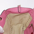 VALENTINO Studs Tote Bag Leather 2way Pink Gold Auth BA13725A-22