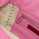 VALENTINO Studs Tote Bag Leather 2way Pink Gold Auth BA13725A-23