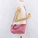 VALENTINO Studs Tote Bag Leather 2way Pink Gold Auth BA13725A-25