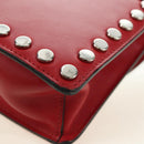 PRADA Comic Electra Shoulder Bag Leather Red Silver Auth BA13728V-16