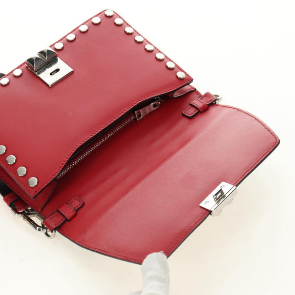 PRADA Comic Electra Shoulder Bag Leather Red Silver Auth BA13728V