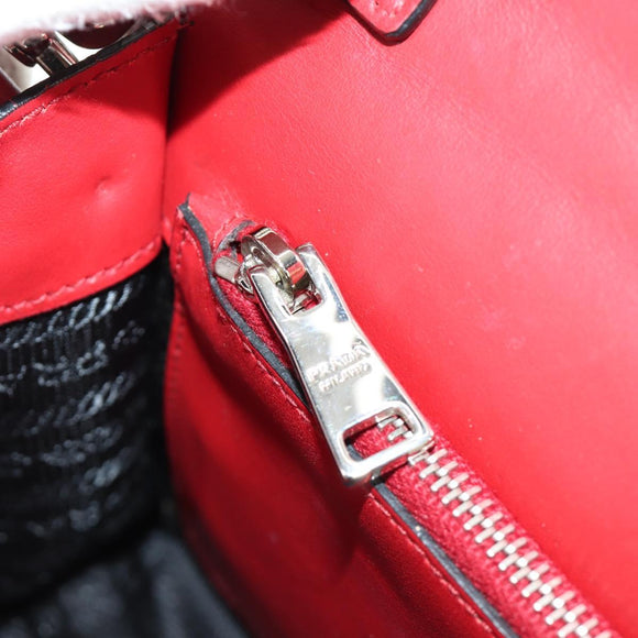 PRADA Comic Electra Shoulder Bag Leather Red Silver Auth BA13728V