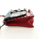 PRADA Comic Electra Shoulder Bag Leather Red Silver Auth BA13728V-4