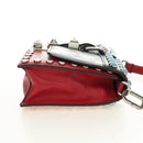 PRADA Comic Electra Shoulder Bag Leather Red Silver Auth BA13728V-5