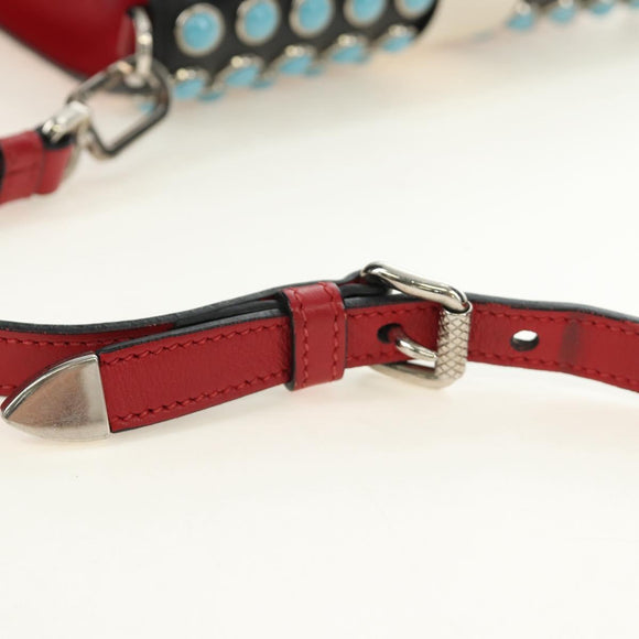 PRADA Comic Electra Shoulder Bag Leather Red Silver Auth BA13728V