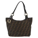 FENDI Zucca Canvas Tote Bag Black Brown Auth BA13729V-2