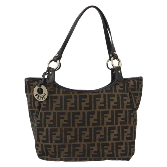 FENDI Zucca Canvas Tote Bag Black Brown Auth BA13729V