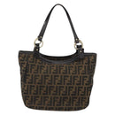 FENDI Zucca Canvas Tote Bag Black Brown Auth BA13729V-3