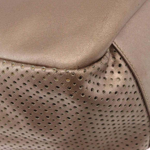 Salvatore Ferragamo Gancini Shoulder Bag Leather Gold Auth BA13730