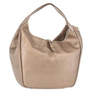 Salvatore Ferragamo Gancini Shoulder Bag Leather Gold Auth BA13730-1