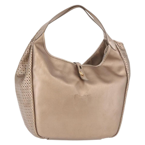 Salvatore Ferragamo Gancini Shoulder Bag Leather Gold Auth BA13730